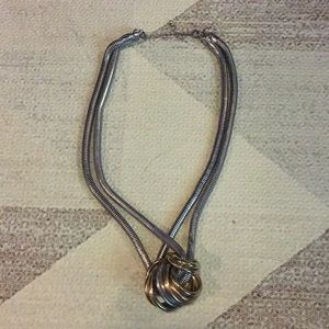 French Connection Silver Gold Statement Necklace